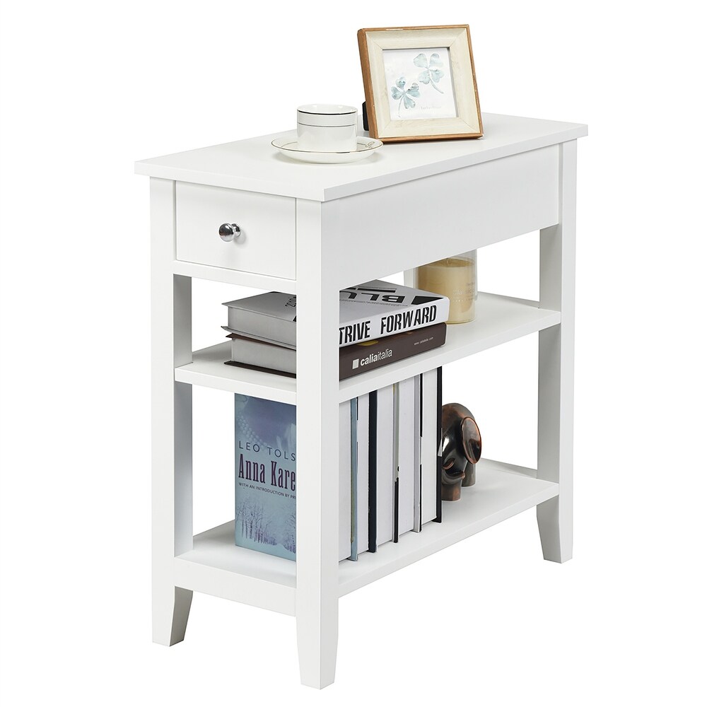 3 Tier End Table with Drawer Slideway and Double Shelves