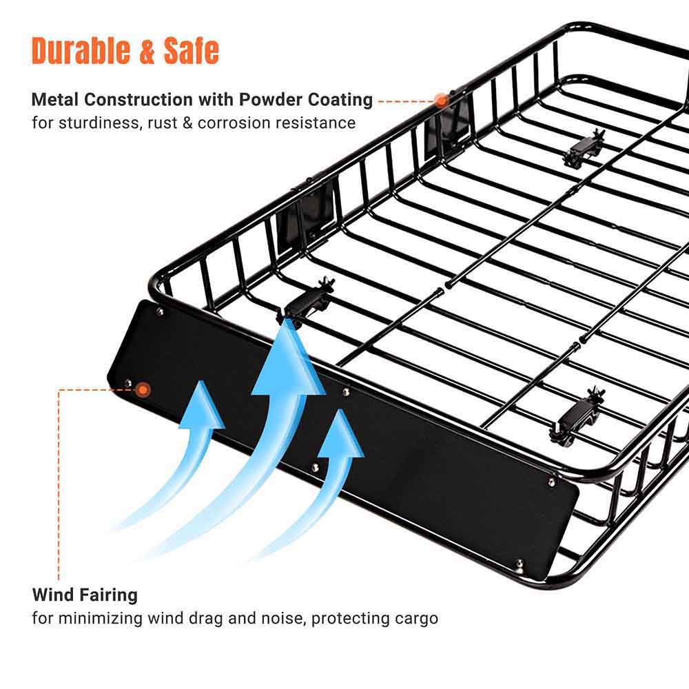 Yescom 64in Car Rooftop Cargo Basket Carrier w/ Extension Universal