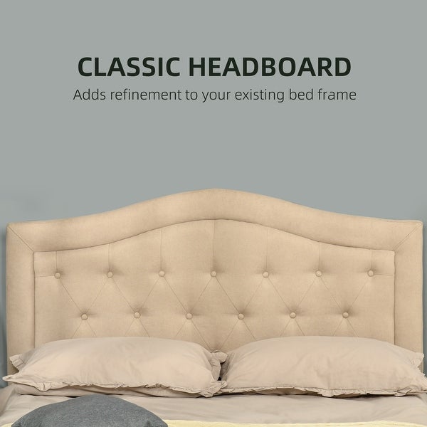 HOMCOM Upholstered Headboard， Button Tufted Bedhead Board， Home Bedroom Decoration for Full-Sized Beds - - 35386447