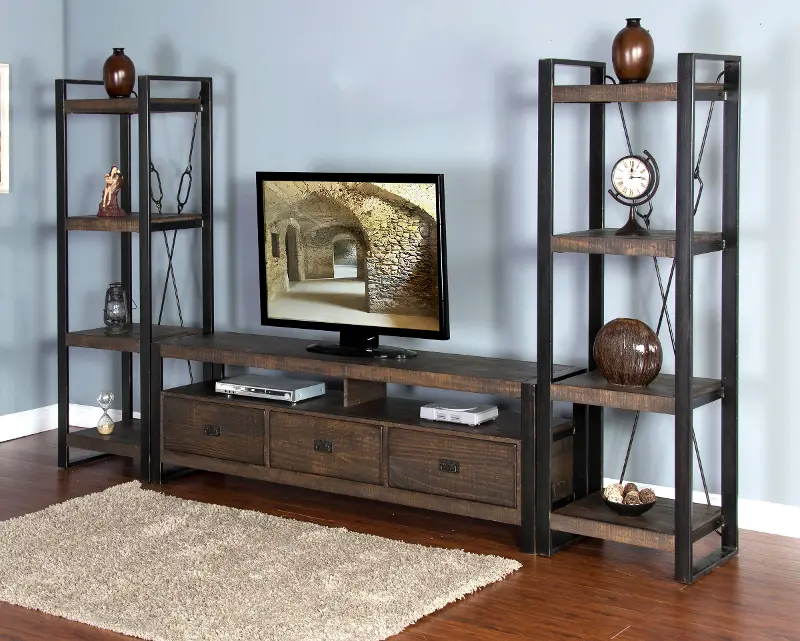 Homestead Rich Brown 3 Piece Rustic Large Entertainment Center