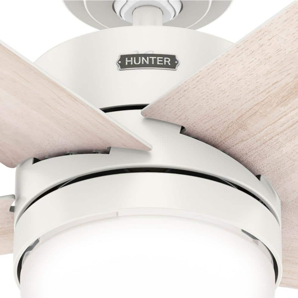 Hunter Interface 52 in Indoor Fresh White Smart Ceiling Fan with Light and Remote Control