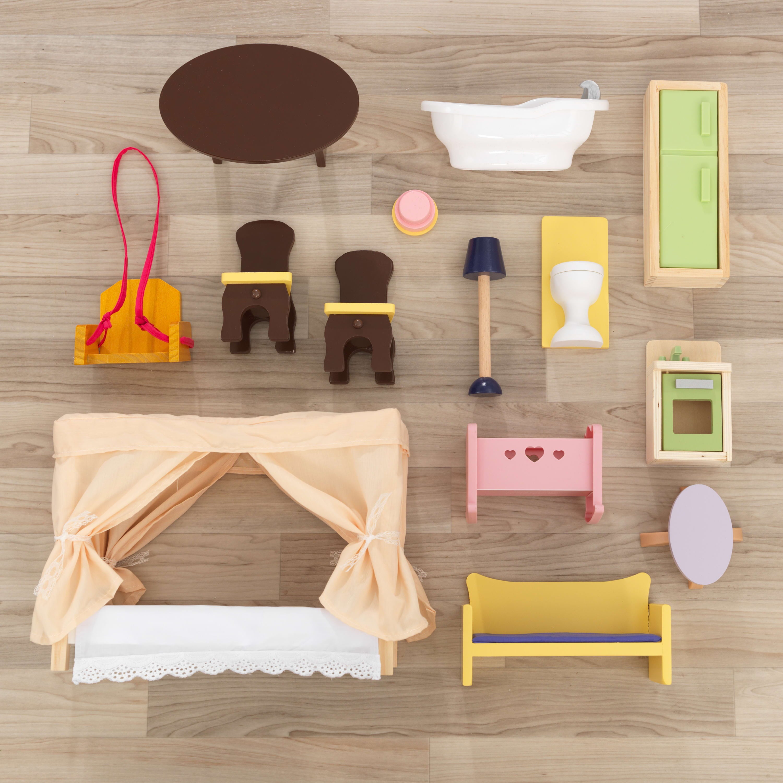 KidKraft Savannah Wooden Dollhouse， Over 4 feet Tall with Porch Swing and 14 Accessories
