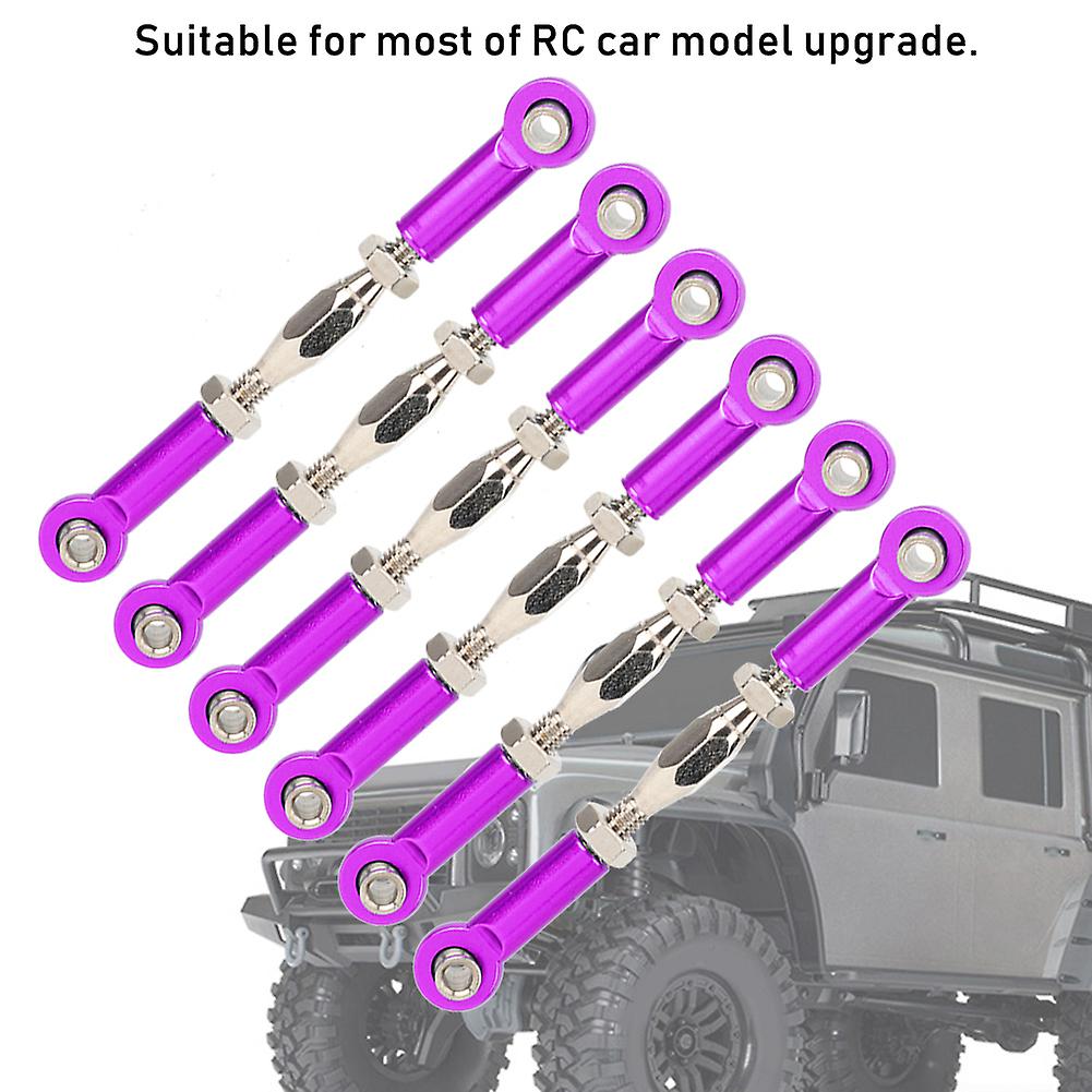 6pcs Aluminum Alloy Adjustable Push Rodsturnbuckle Rod Linkage Accessories For Rc Car Modelspurple