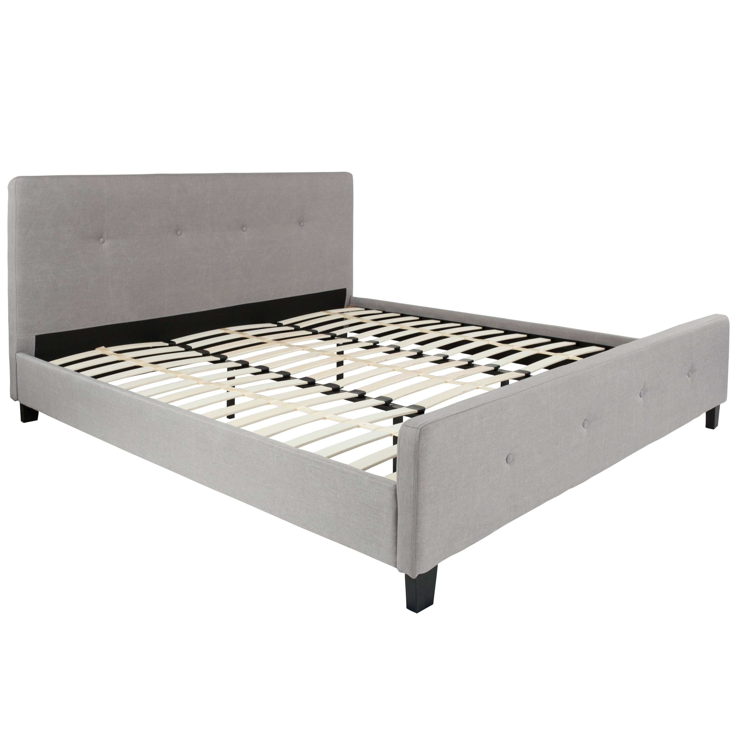 Flash Furniture Tribeca King Size Tufted Upholstered Platform Bed in Light Gray Fabric