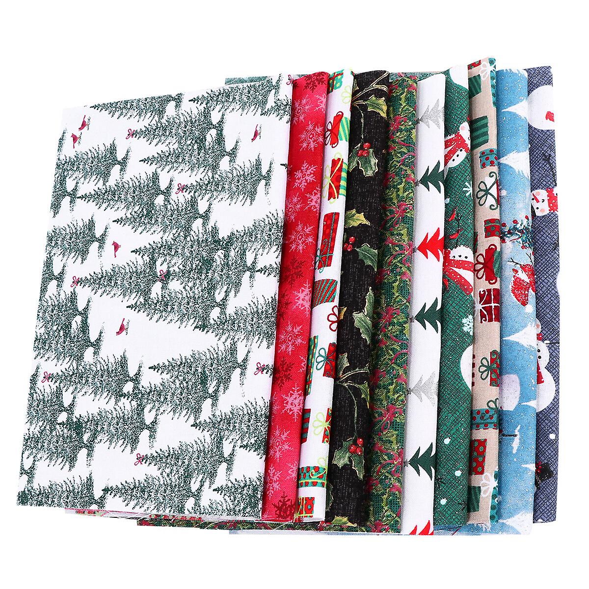 10 Sheets Christmas Patchwork Cloth Cotton Floral Pattern Diy Cloth Fabric Cloth