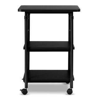 HONEY JOY 3-Tier Adjustable Rolling Under Desk Printer Cart with 3 Storage Shelves Printer Stand for Home Office Black TOPB004916