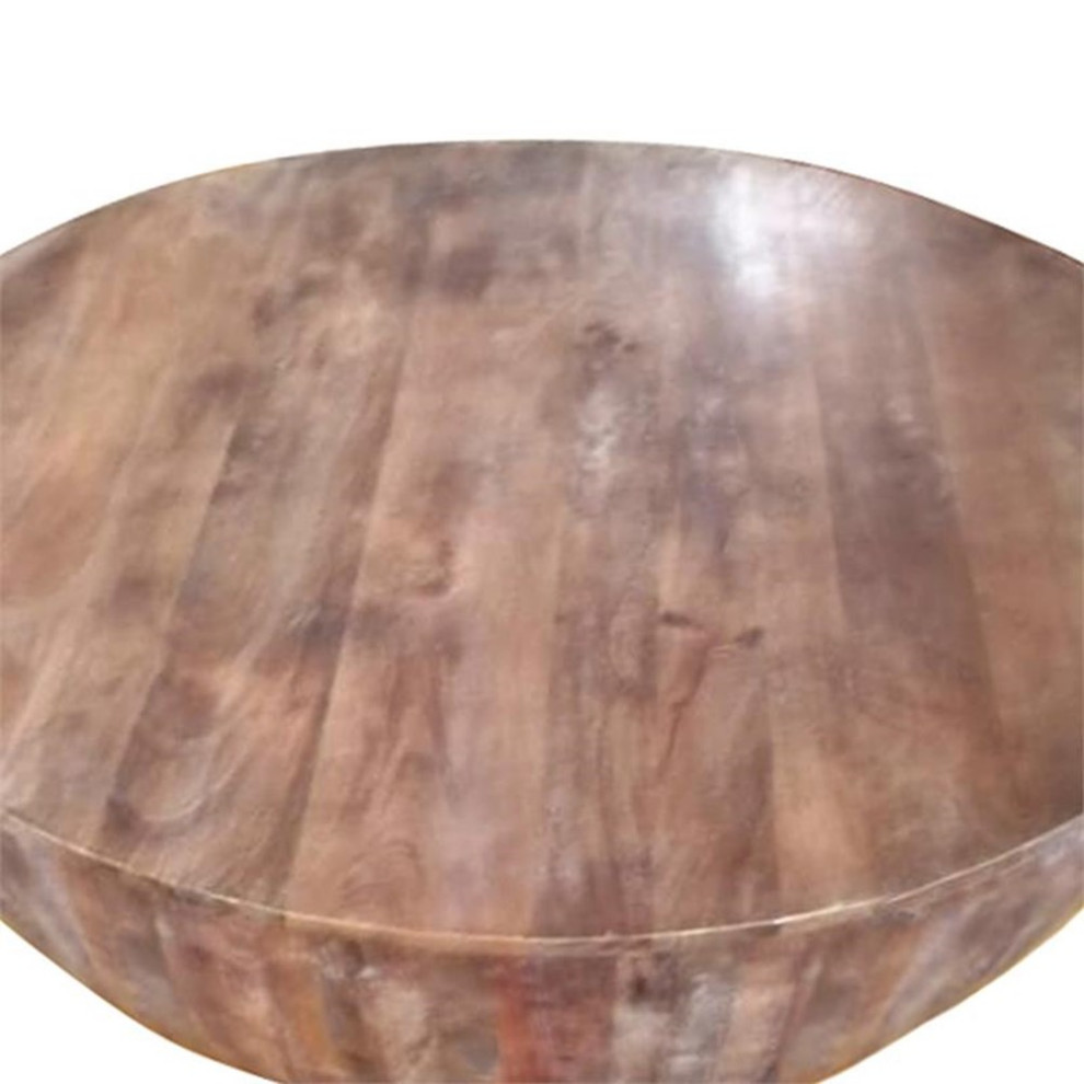 The Urban Port 48 quotDrum Shaped Modern Wood Coffee Table with Round Top in Brown   Rustic   Coffee Tables   by Homesquare  Houzz