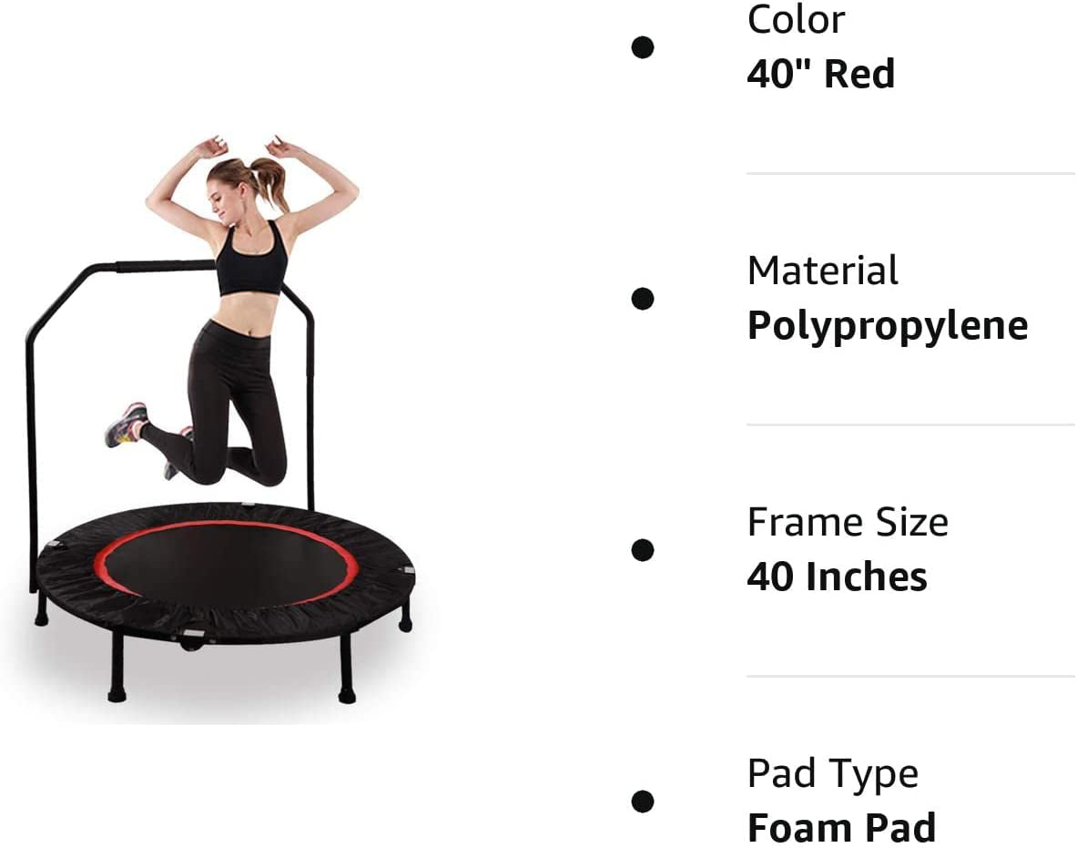 REDCAMP Mini Trampolines Rebounder for Adults, Foldable Fitness Trampoline with Adjustable Handle for Indoor/Garden/Workout