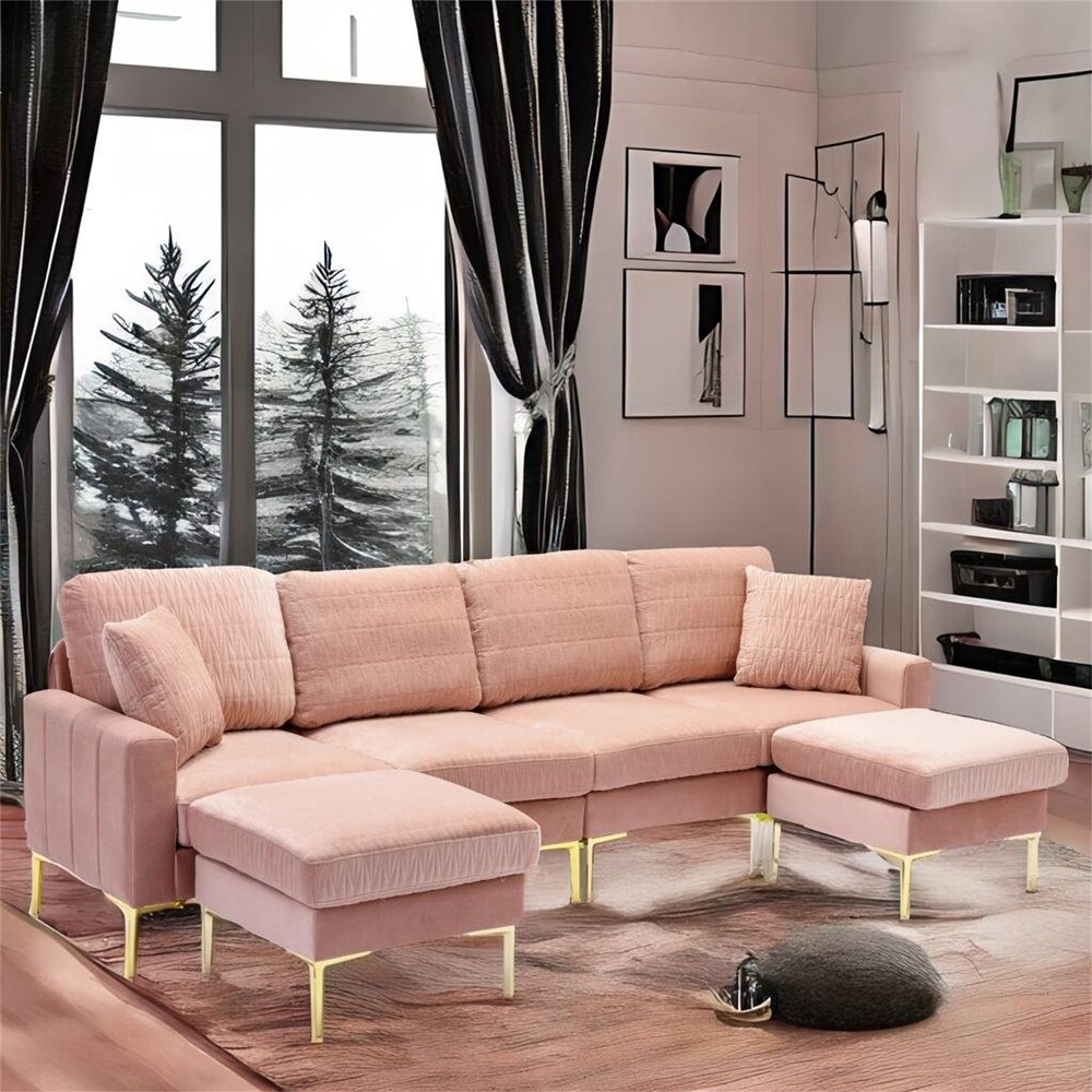 Velvet Living Room Sectional Sofa