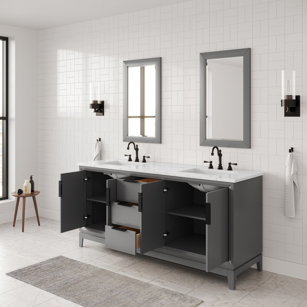 Elizabeth 72 Inch Double Sink Carrara White Marble Vanity