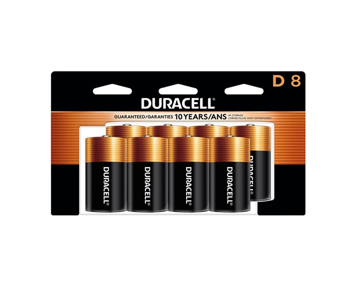 Duracell Coppertop D Alkaline Batteries， 8 Pack