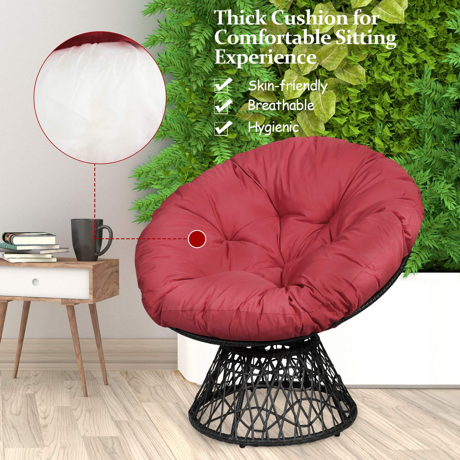 Giantex Rattan Round Papasan Chair