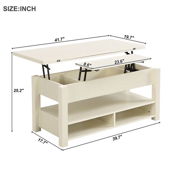 MultiFunctional Lift Top Coffee Table with Open Shelves