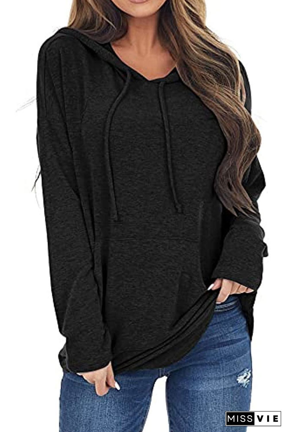 Solid Essential Pocket Hoodies Women Wholesale