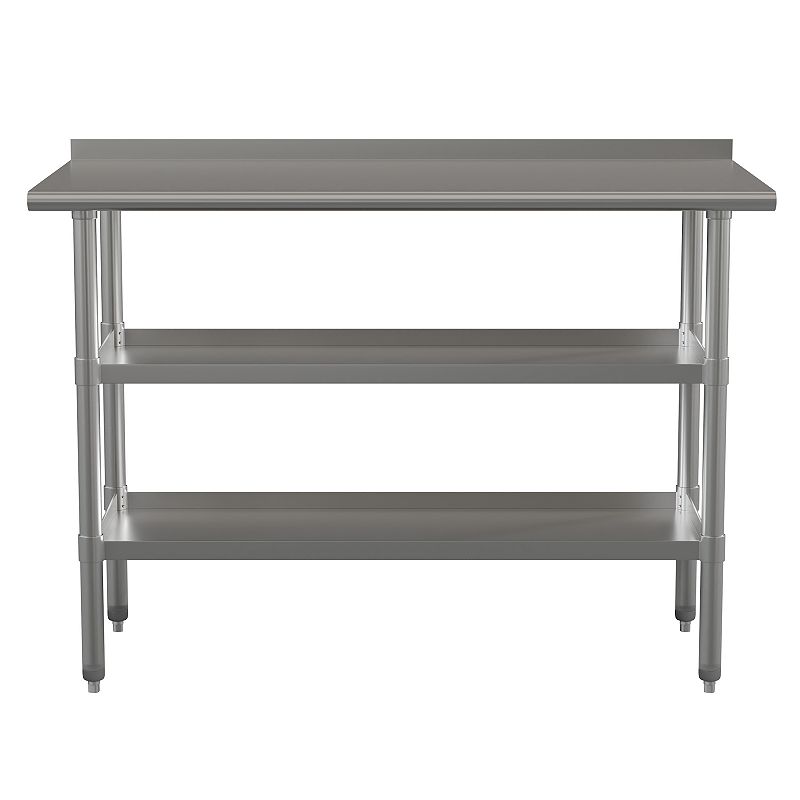 Emma and Oliver NSF Certified Stainless Steel 18 Gauge Work Table with 1.5 Backsplash and Undershelves - 60W x 24D x 36H