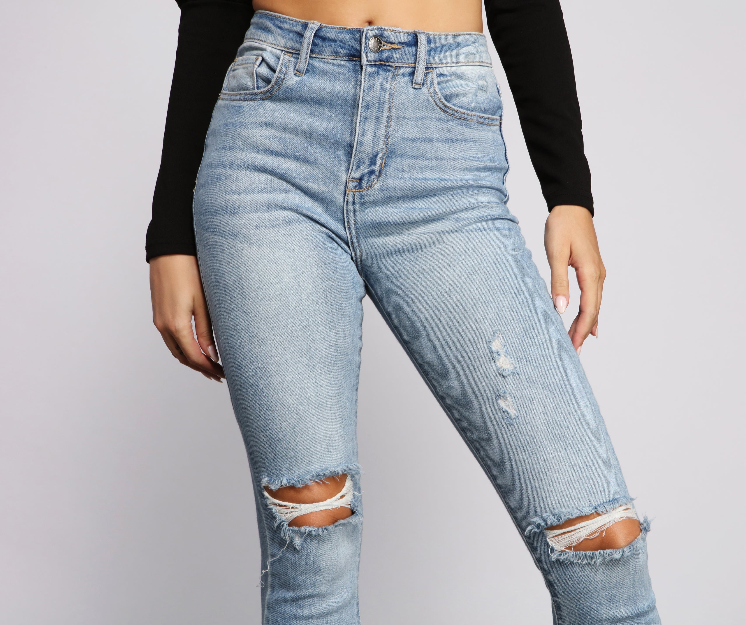 High Rise Destructed Diva Skinny Jeans