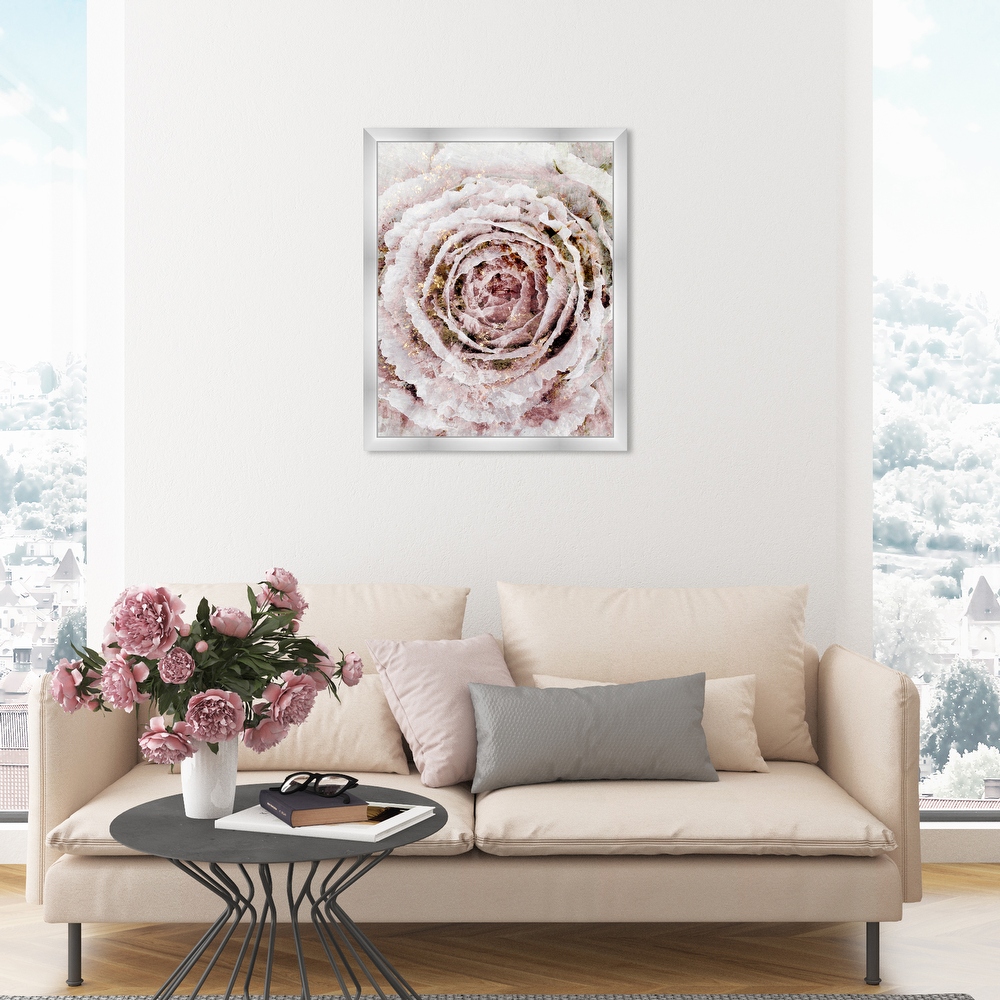 Blush Pink and White Rose Flower Farmhouse Frame Art Print for Entry Way