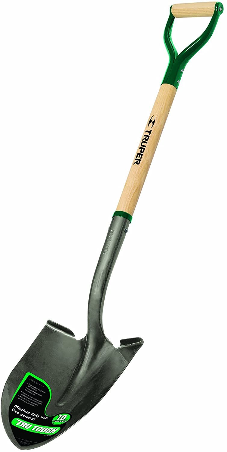 Truper 31185 Tru Tough Round Point Shovel, D-Handle, 30-Inch