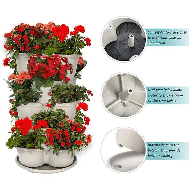 DIY 5 Tiers Vertical Planters Butterfly Shape Plastic Garden Colorful Stackable Plastic Flower Pots for Seedlings