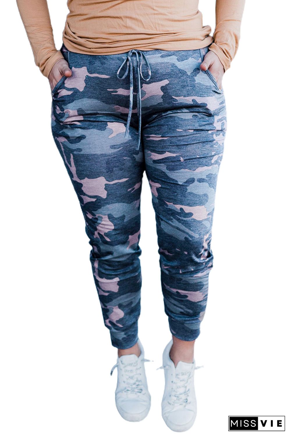 Plus Size Camo Knit Jogger Pants