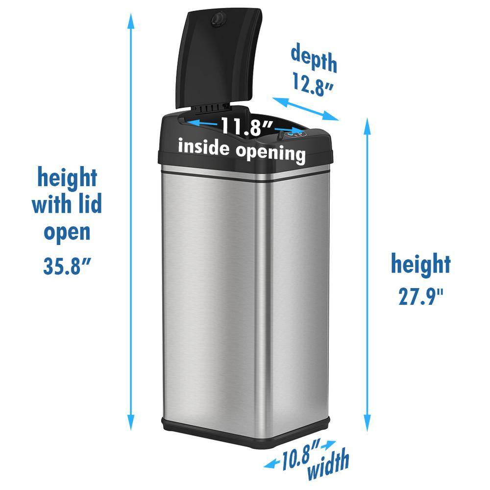 iTouchless 13 Gal. Stainless Steel Pet-Proof Sensor Trash Can with AbsorbX Odor Filter and PetGuard DZT13PL