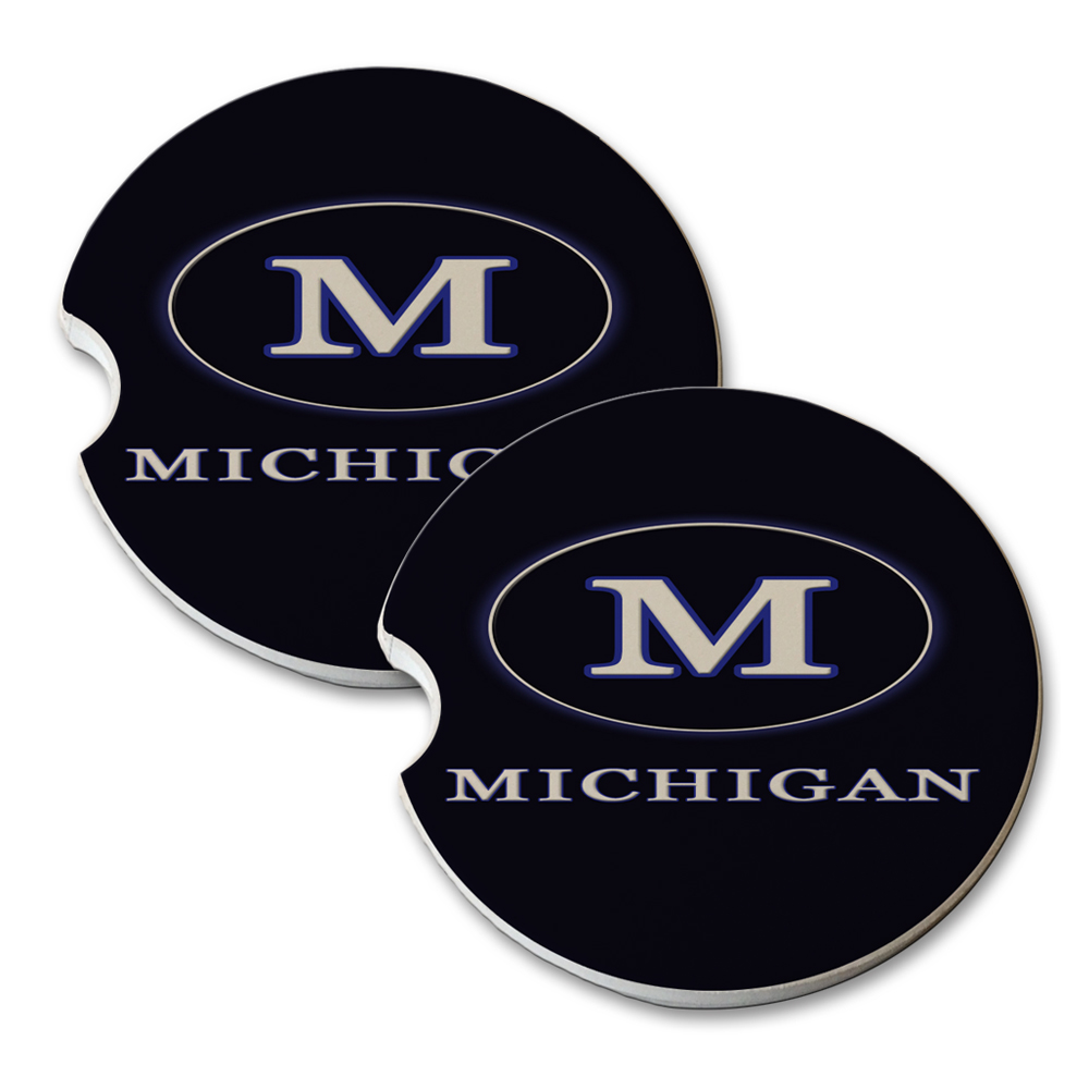 KuzmarK Sandstone Car Drink Coaster (set of 2) - Michigan