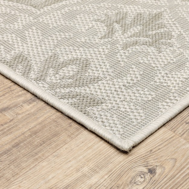 Paloma Floral Trellis Patio Rug Ivory gray Captiv8e Designs