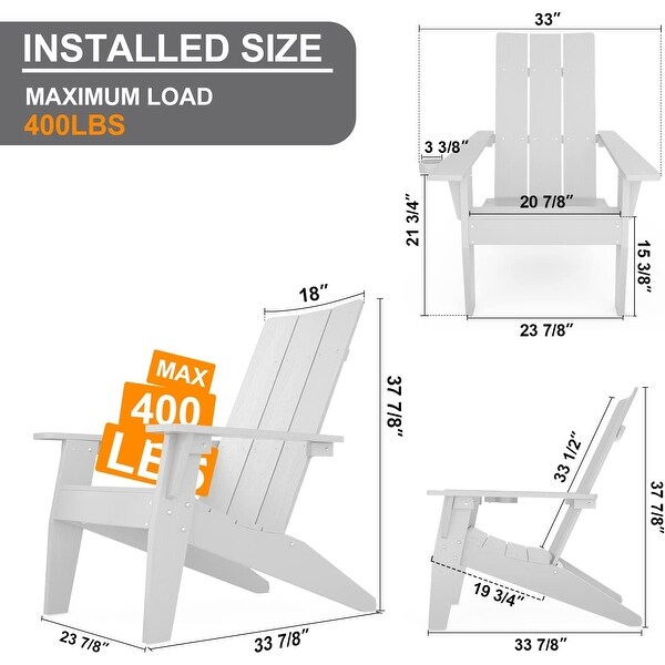 WINSOON 2Piece All Weather HIPS Outdoor Adirondack Chair with CupHolder and Ottoman