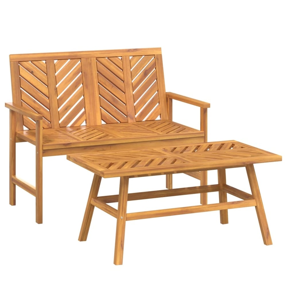 vidaXL 2 Piece Patio Lounge Set Solid Wood Acacia   42.9\