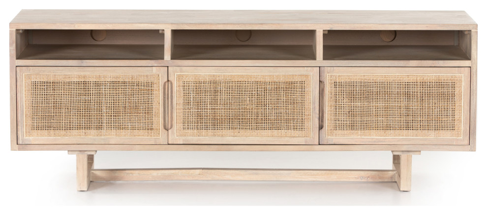 Clarita Media Console  White Wash Mango   Tropical   Entertainment Centers And Tv Stands   by Four Hands  Houzz