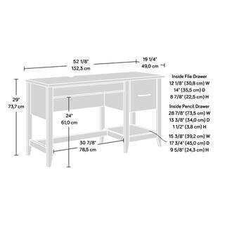 SAUDER 52 in. Rectangular Laurel Oak 2 Drawer Computer Desk with File Storage 425015