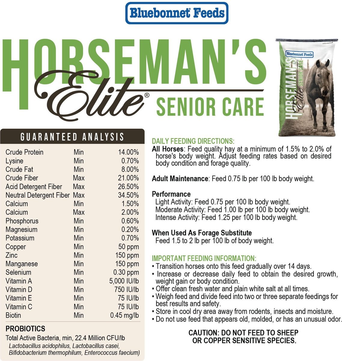 Bluebonnet Feeds Horsemans Elite Senior Care Soft Senior Horse Feed