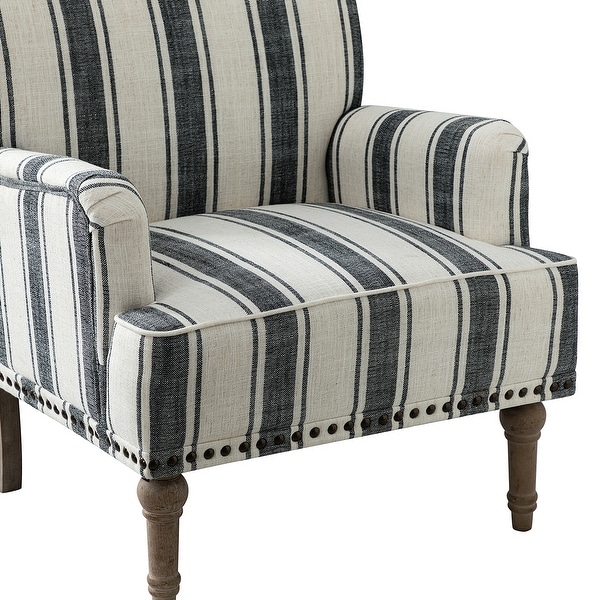 Geltrude Classic Upholstered Striped Armchair With Nailhead Trim Set of 2 by HULALA HOME