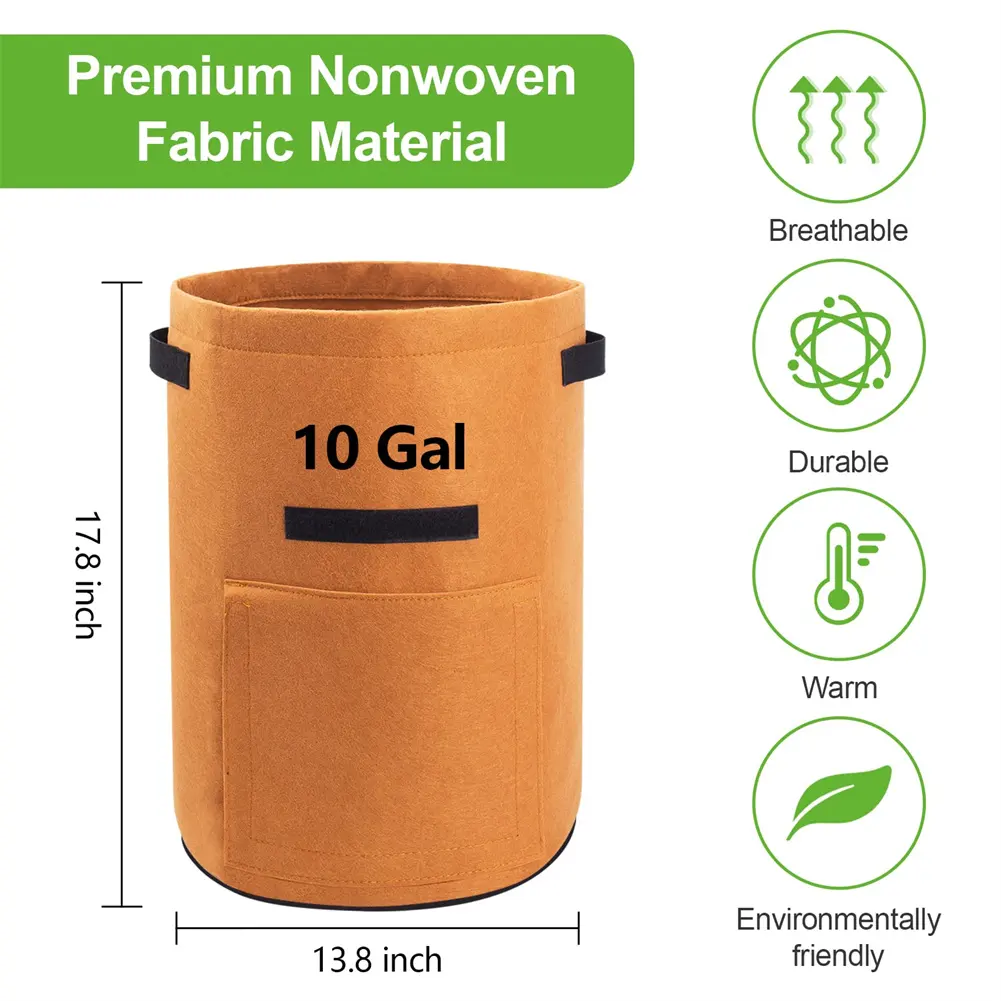 garden supplies Sample Available plant pots 10 Gallon Nursery Potato grow bags with strong handles for Vegetables fruits