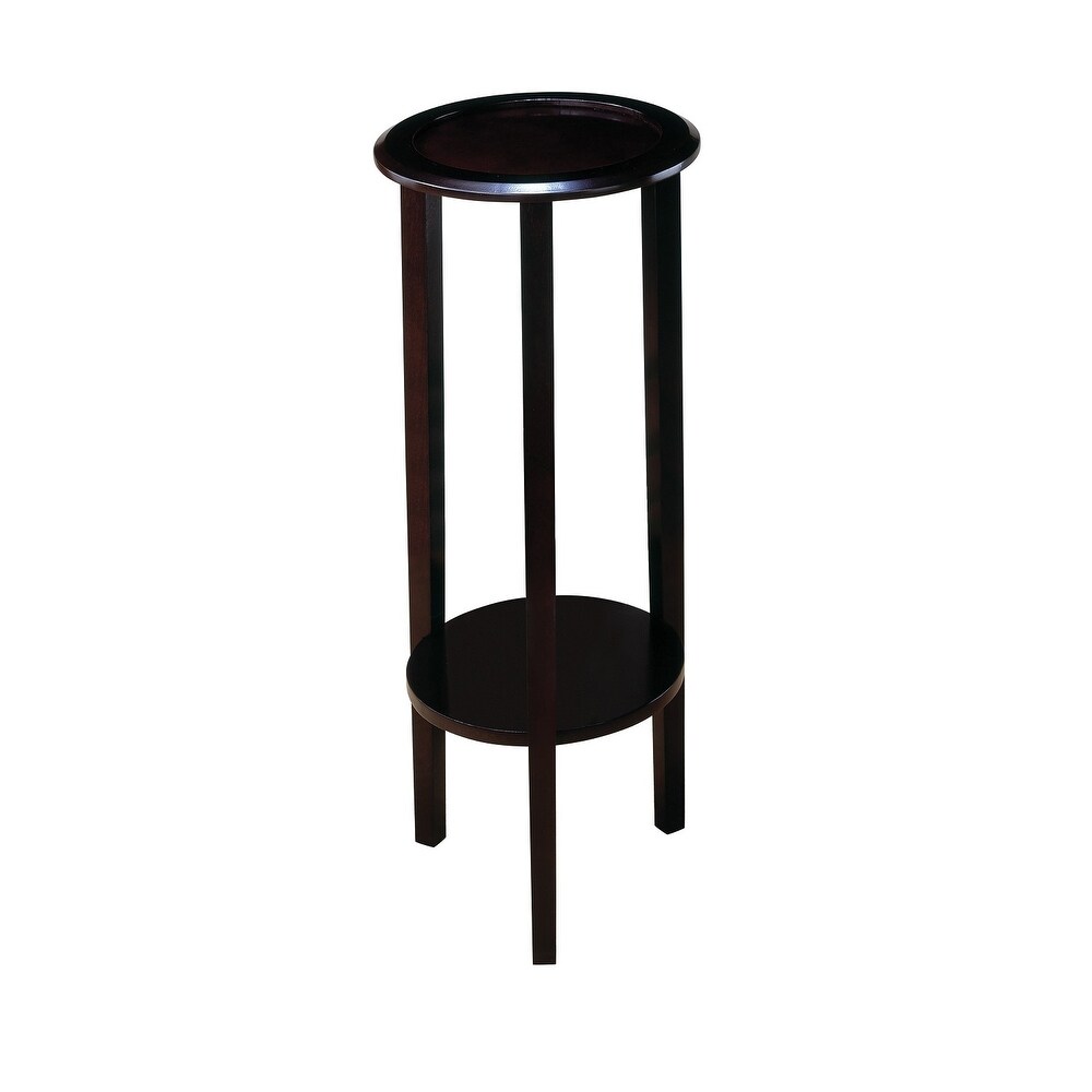 Round Accent Table with Bottom Shelf in Espresso