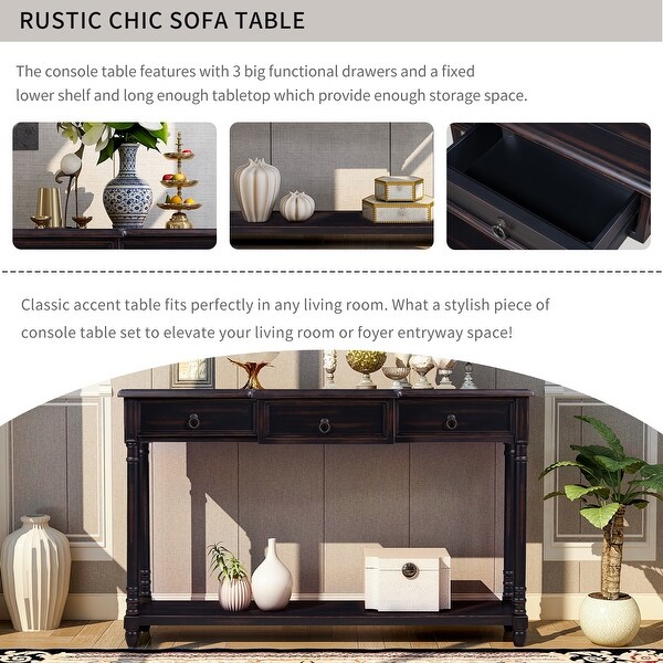 Entryway Console Table Sofa Table with Drawers and Shelf - 51.57*13.3*34INCH