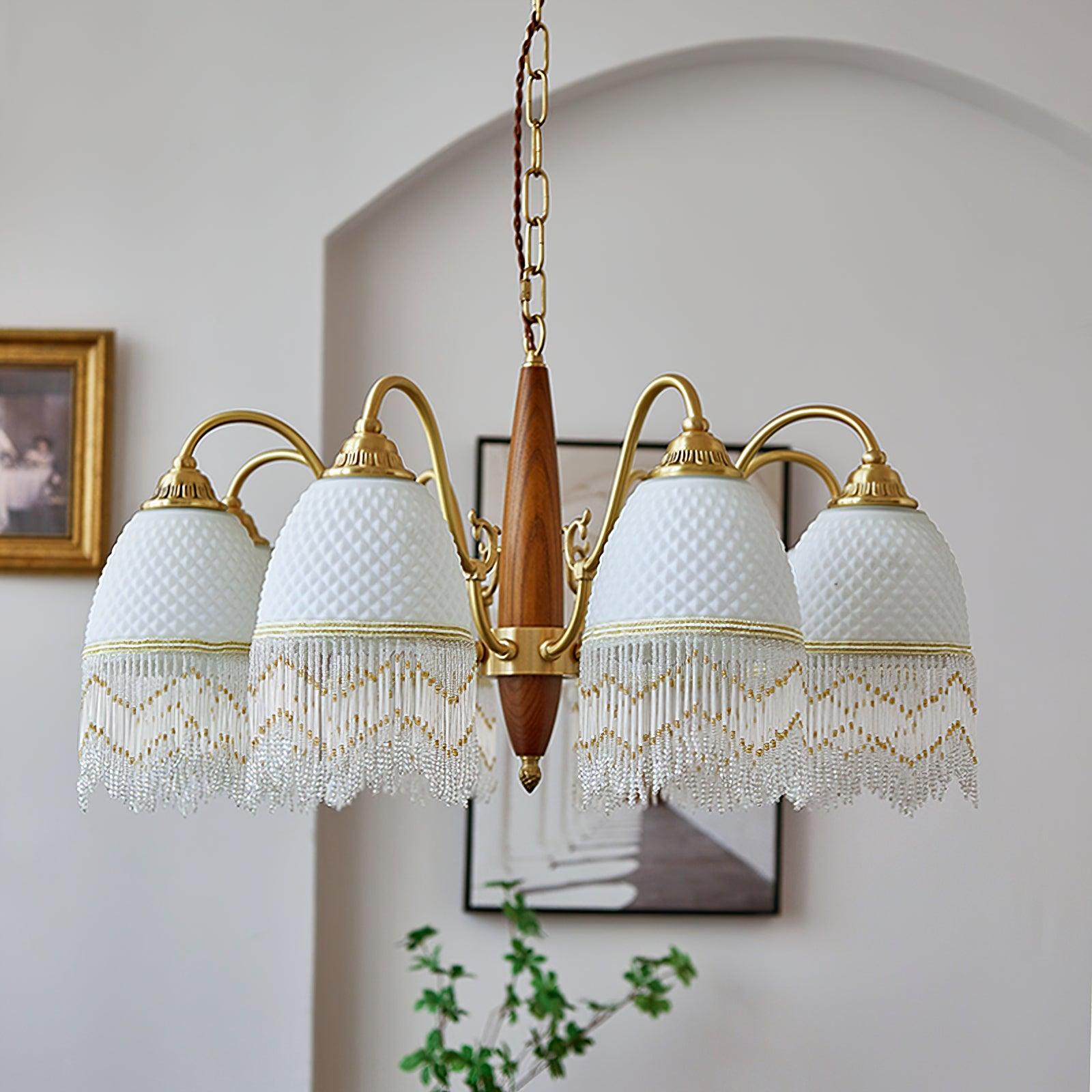 Mesh Tassel Glass Chandelier