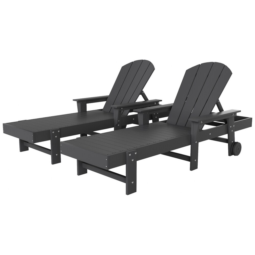 POLYTRENDS Laguna  Weather Poly Pool Outdoor Chaise Lounge   with Arms and Wheels (Set of 2)