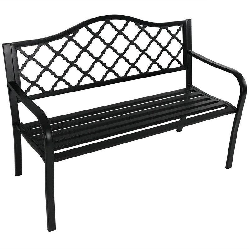 Ultimate Patio 50-Inch Cast Iron Lattice Patio Garden Bench