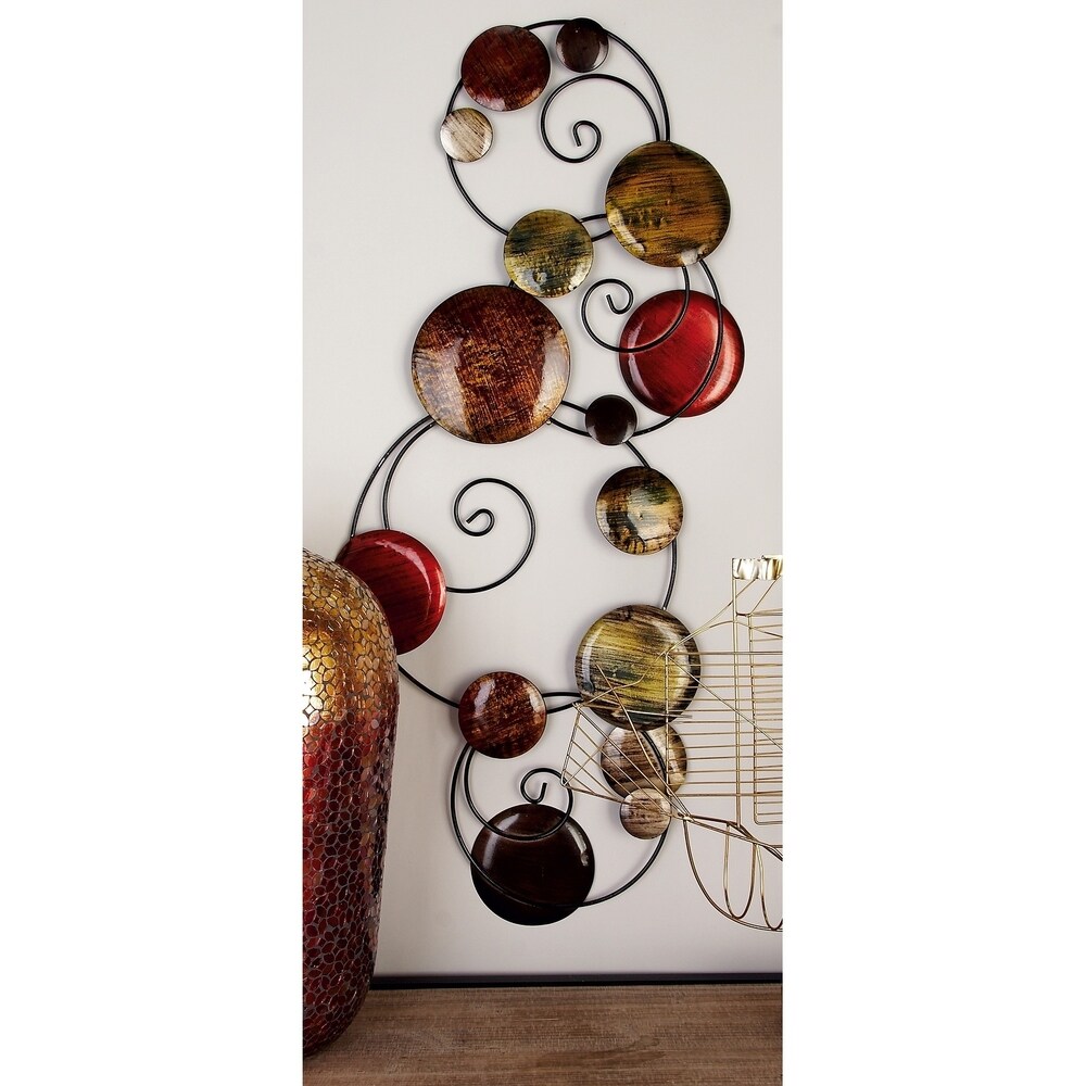 Multi Colored Metal Embossed Plate Wall Decor with Scroll Frame   Small