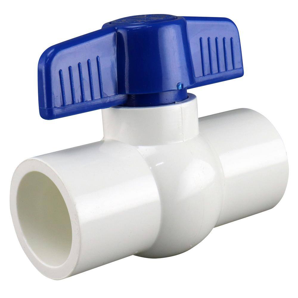 Everbilt 1 in. x 1 in. x 4 in. PVC Schedule 40 Slip x Slip Ball Valve Pro Pack (6-Pack) PVCBV16JR