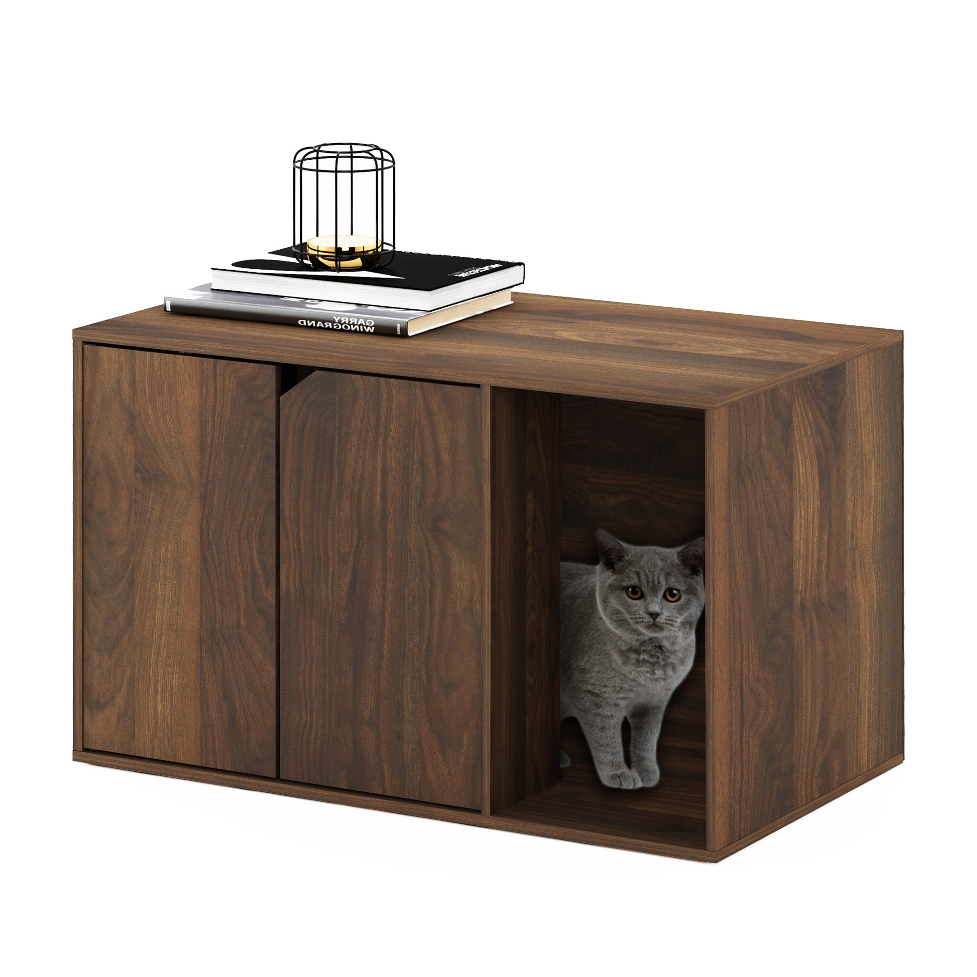 Furinno Peli Litter Box Enclosure， Columbia Walnut