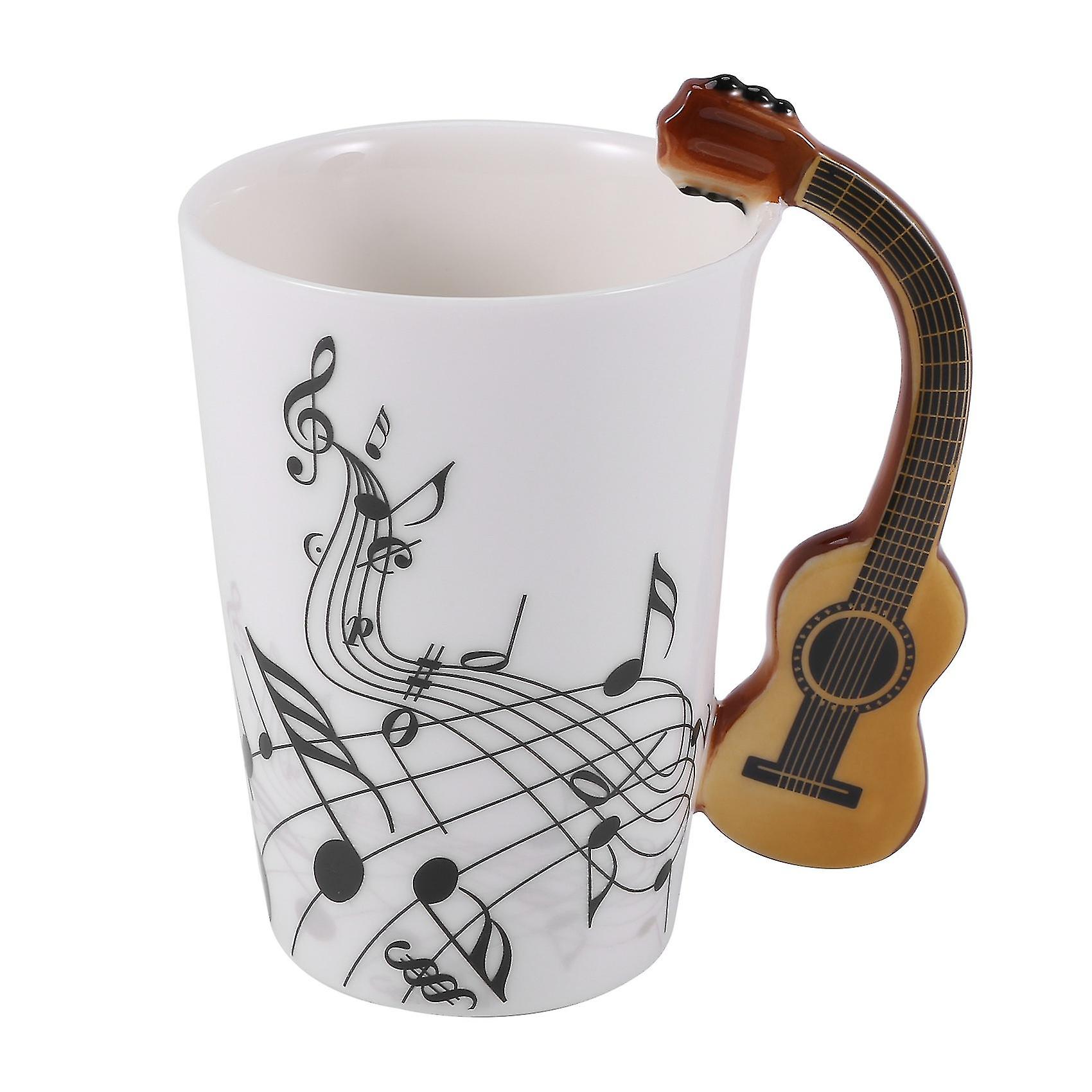 Creative Novelty Guitar Handle Ceramic Cup Free Spectrum Coffee Milk Tea Cup Personality Mug Unique