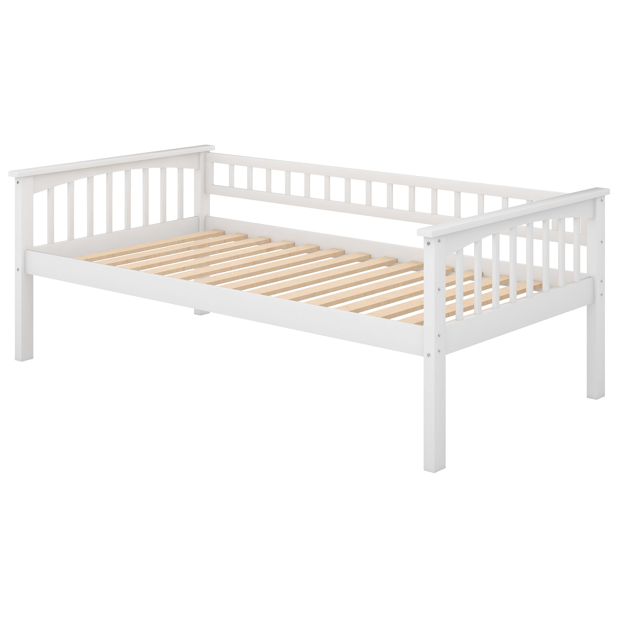 Euroco Twin Wood Bunk Bed with Drawers for Kids' Bedroom, White