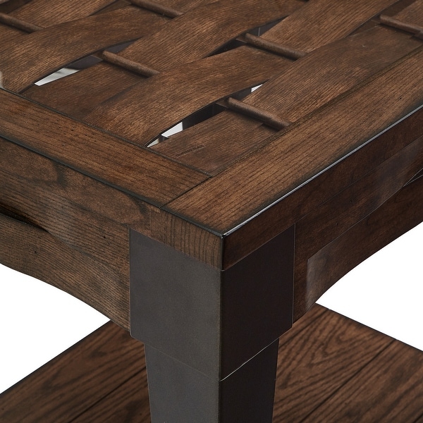 Cain Dark Brown Wood and Metal End Table by iNSPIRE Q Modern - End Table