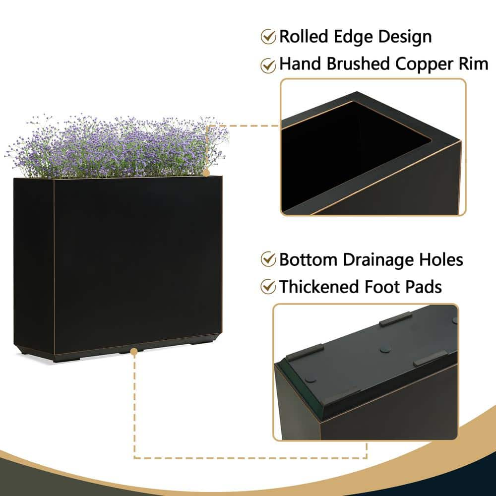 EDYO LIVING Metal Box Square Planter in Black HCMP008-BLK