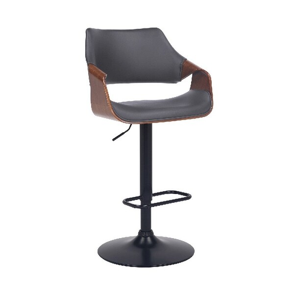 Adjustable Barstool with Faux Leather and Wooden Support