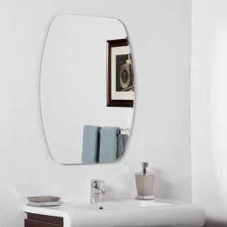 Decor Wonderland 24 in. W x 32 in. H Frameless Oval Beveled Edge Bathroom Vanity Mirror in Silver DWSM208