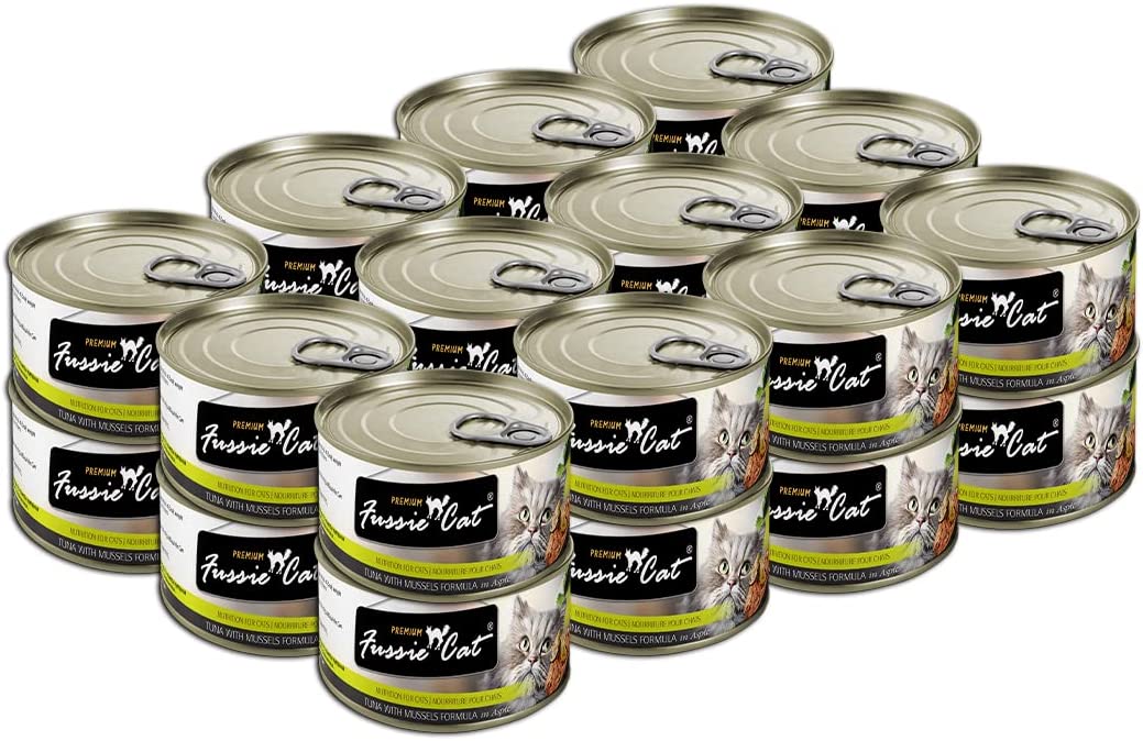 Fussie Cat Premium Tuna with Mussels Formula in Aspic Grain-Free Canned Cat Food 5.5-oz case of 24