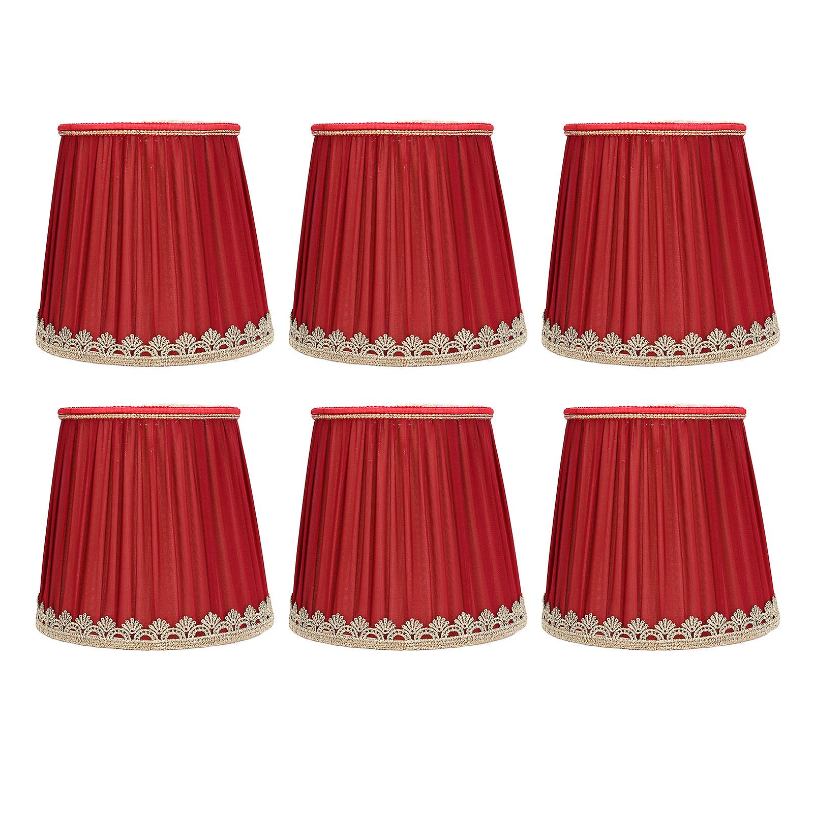 Small Lamp Shade Fabric Wine Red Golden Edge Lampshade For E14 Table Chandelier Wall Lamp